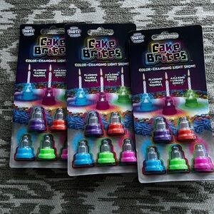 Set of 3 - Cake Brights candle holders - flashing - birthday NEW